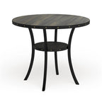 Tavolo da pranzo rotondo marrone altezza bancone con borchie in ottone - Posti 4-6