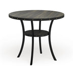 Tavolo da pranzo rotondo marrone altezza bancone con borchie in ottone - Posti 4-6