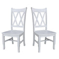 Sedie da pranzo con doppio schienale a croce in legno massello, set da 2 – gesso anticato / bianco / nero
