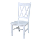 Sedie da pranzo con doppio schienale a croce in legno massello, set da 2 – gesso anticato / bianco / nero
