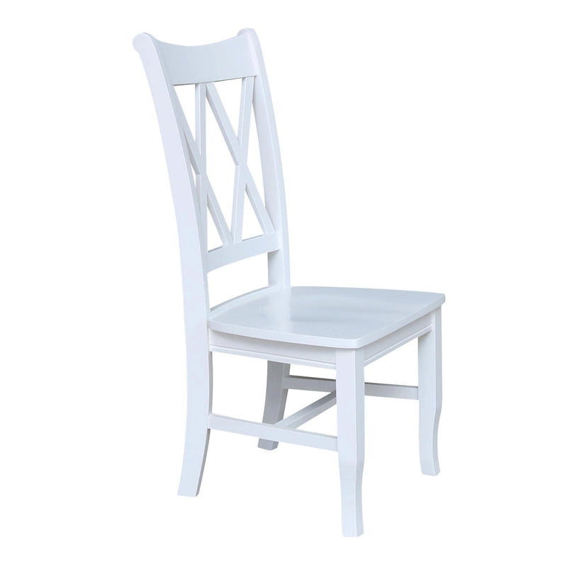 Sedie da pranzo con doppio schienale a croce in legno massello, set da 2 – gesso anticato / bianco / nero