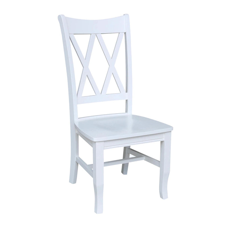 Sedie da pranzo con doppio schienale a croce in legno massello, set da 2 – gesso anticato / bianco / nero
