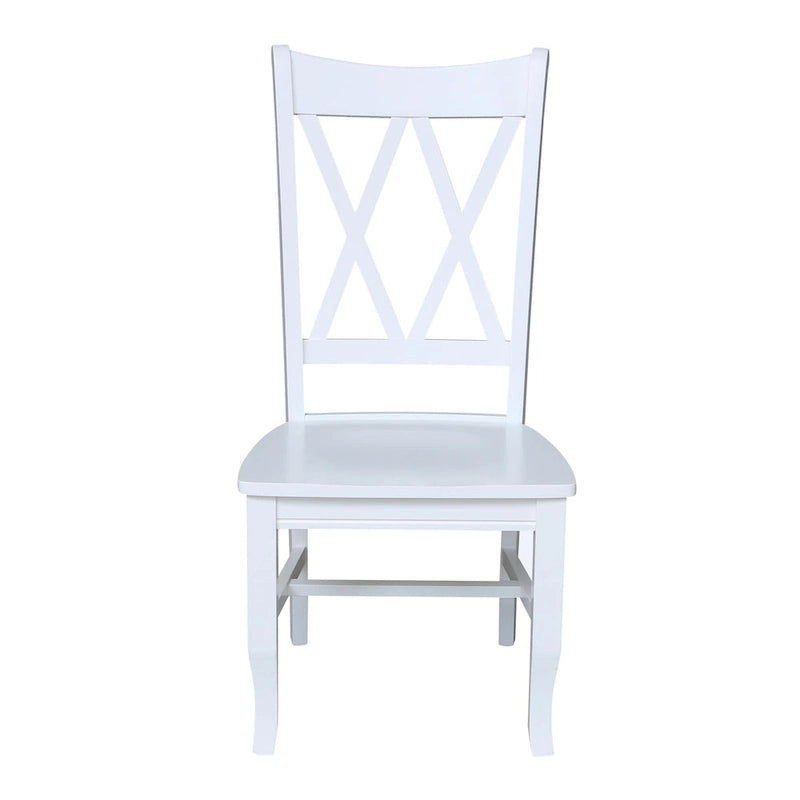 Sedie da pranzo con doppio schienale a croce in legno massello, set da 2 – gesso anticato / bianco / nero