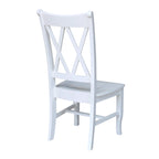 Sedie da pranzo con doppio schienale a croce in legno massello, set da 2 – gesso anticato / bianco / nero