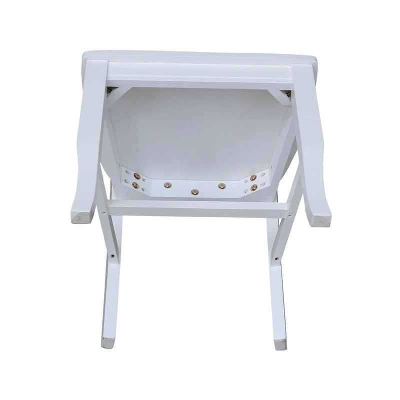 Sedie da pranzo con doppio schienale a croce in legno massello, set da 2 – gesso anticato / bianco / nero