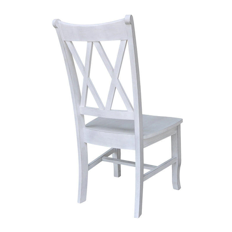 Sedie da pranzo con doppio schienale a croce in legno massello, set da 2 – gesso anticato / bianco / nero