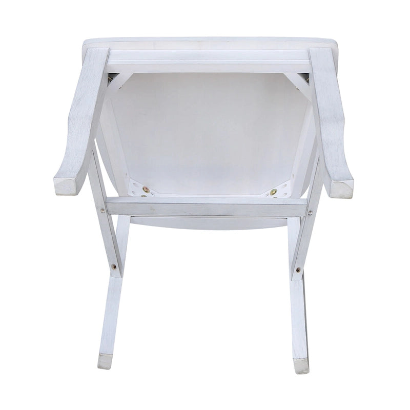 Sedie da pranzo con doppio schienale a croce in legno massello, set da 2 – gesso anticato / bianco / nero