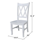 Sedie da pranzo con doppio schienale a croce in legno massello, set da 2 – gesso anticato / bianco / nero
