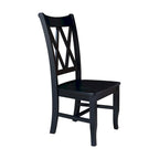 Sedie da pranzo con doppio schienale a croce in legno massello, set da 2 – gesso anticato / bianco / nero