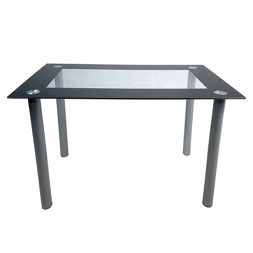 Tavolo da pranzo con piano in vetro temperato nero, 4 posti