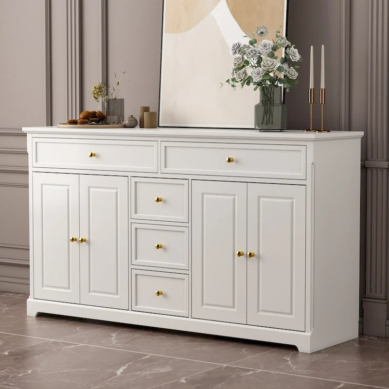 Credenza buffet laccata bianca moderna in stile metà secolo, 59.1 pollici