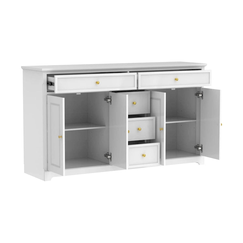 Credenza buffet laccata bianca moderna in stile metà secolo, 59.1 pollici