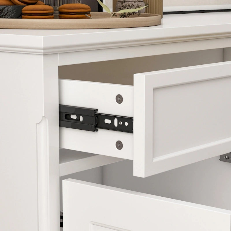 Credenza buffet laccata bianca moderna in stile metà secolo, 59.1 pollici