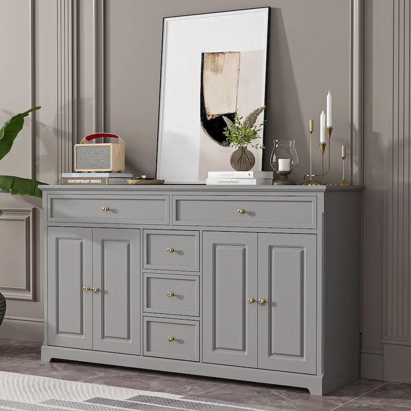 Credenza buffet laccata bianca moderna in stile metà secolo, 59.1 pollici