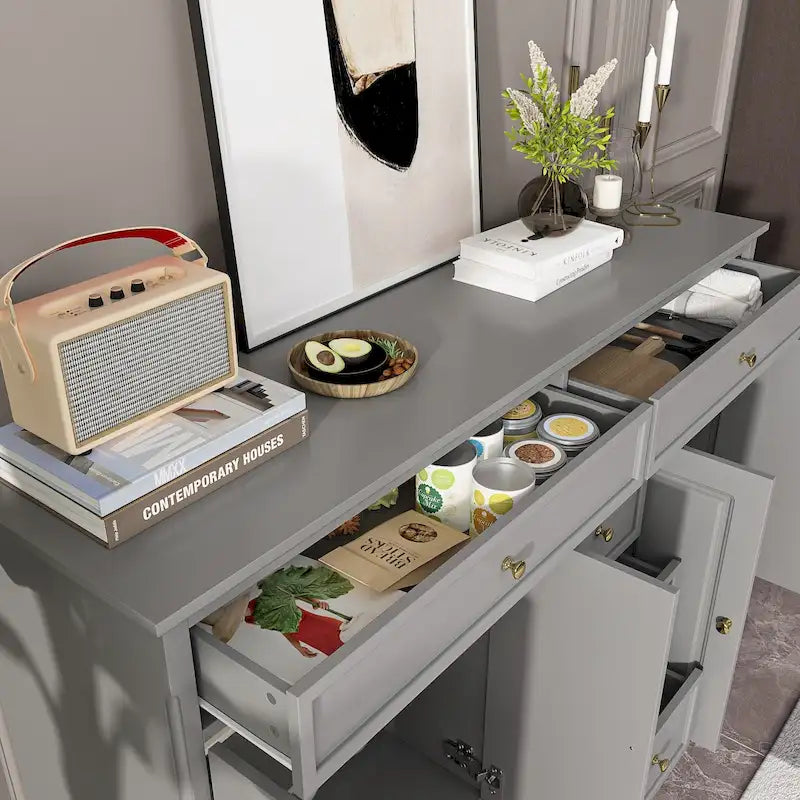 Credenza buffet laccata bianca moderna in stile metà secolo, 59.1 pollici