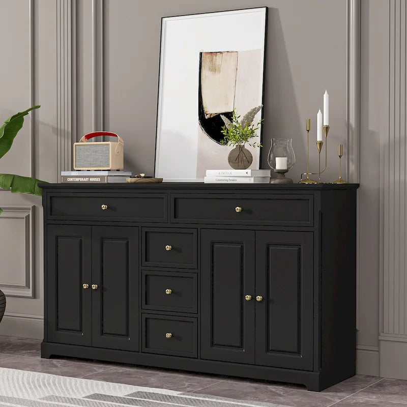 Credenza buffet laccata bianca moderna in stile metà secolo, 59.1 pollici