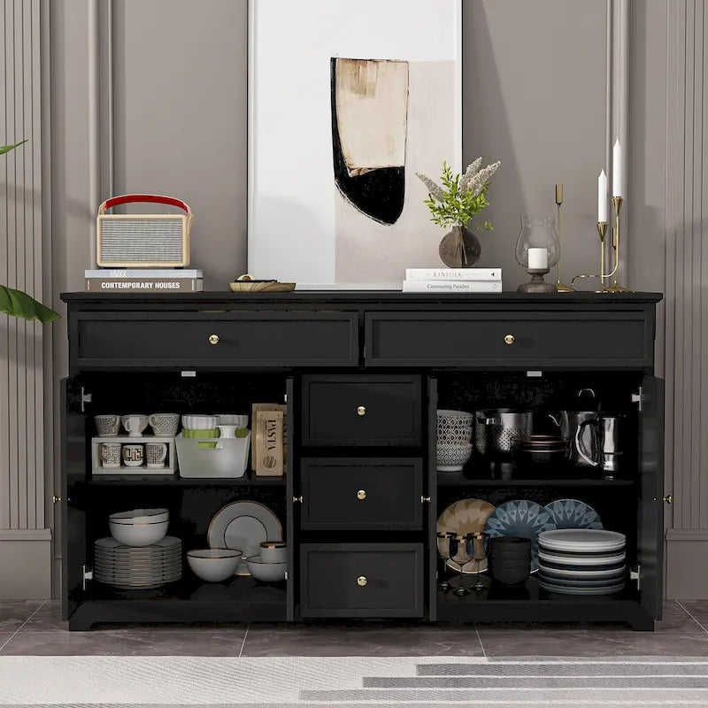 Credenza buffet laccata bianca moderna in stile metà secolo, 59.1 pollici