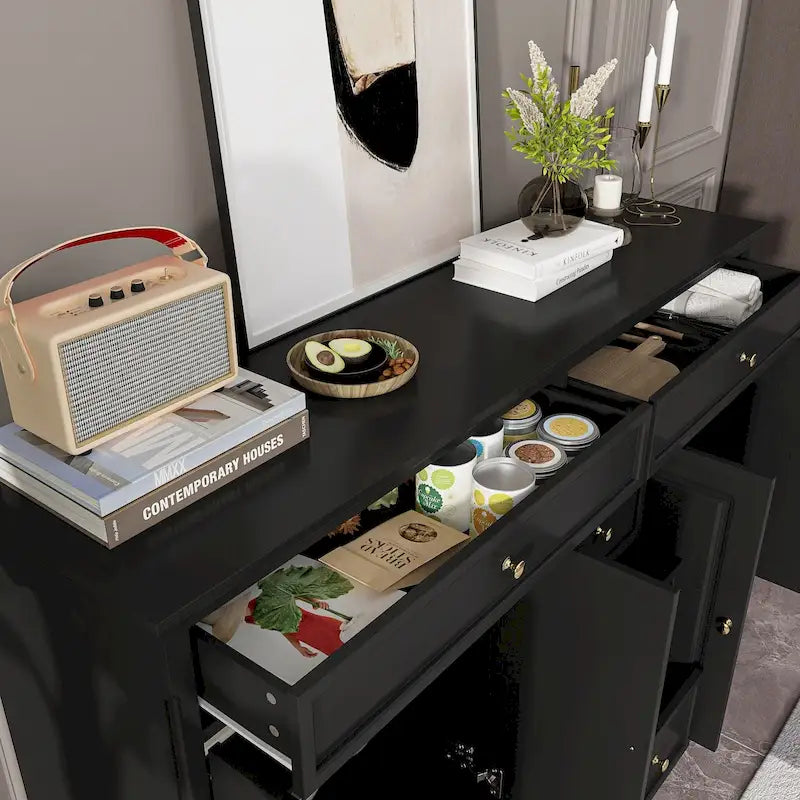 Credenza buffet laccata bianca moderna in stile metà secolo, 59.1 pollici
