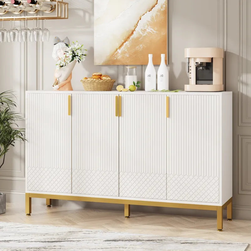 55 Inch Kitchen Sideboard Cabinet, Buffet Cabinet with Storage