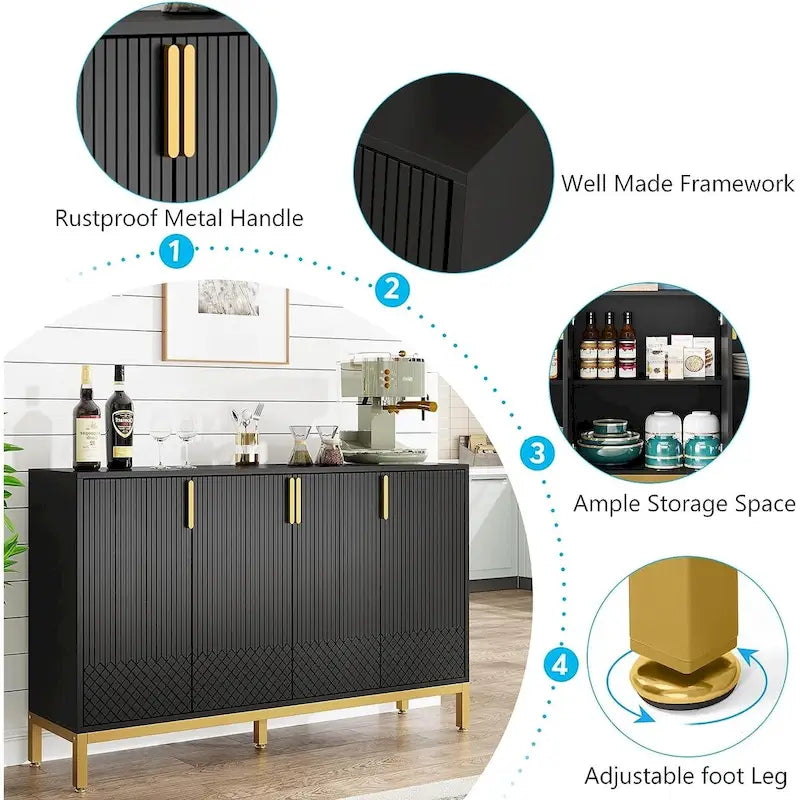 55 Inch Kitchen Sideboard Cabinet, Buffet Cabinet with Storage
