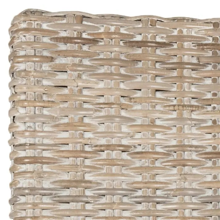 Sedia da pranzo in rattan naturale/bianco lavato con braccioli, set da 2
