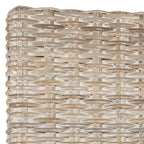 Sedia da pranzo in rattan naturale/bianco lavato con braccioli, set da 2