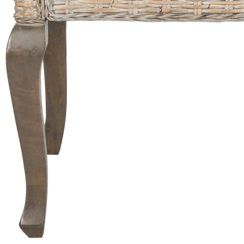 Sedia da pranzo in rattan naturale/bianco lavato con braccioli, set da 2