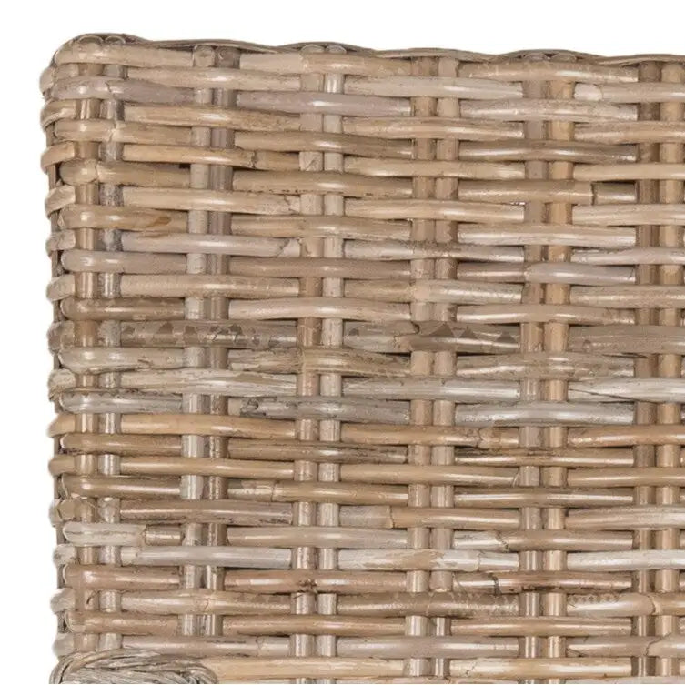 Sedia da pranzo in rattan naturale/bianco lavato con braccioli, set da 2