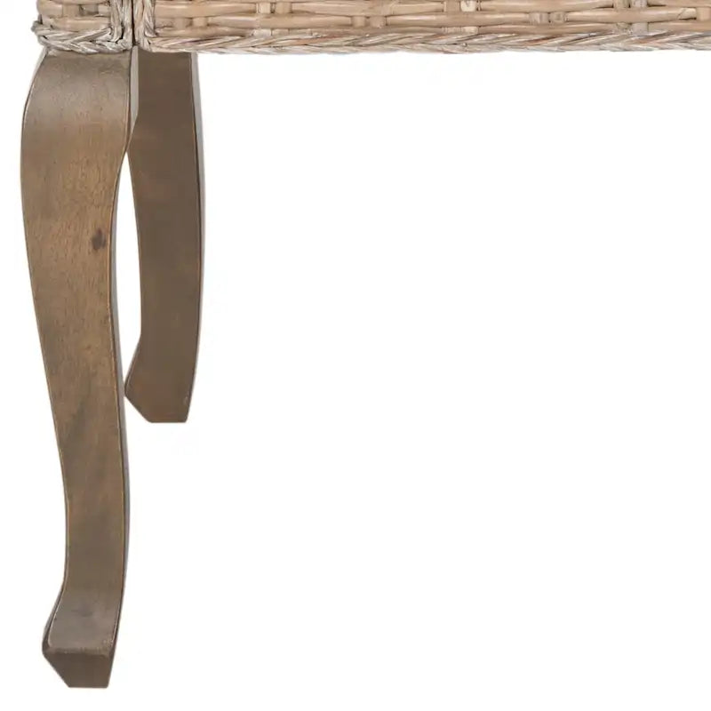 Sedia da pranzo in rattan naturale/bianco lavato con braccioli, set da 2