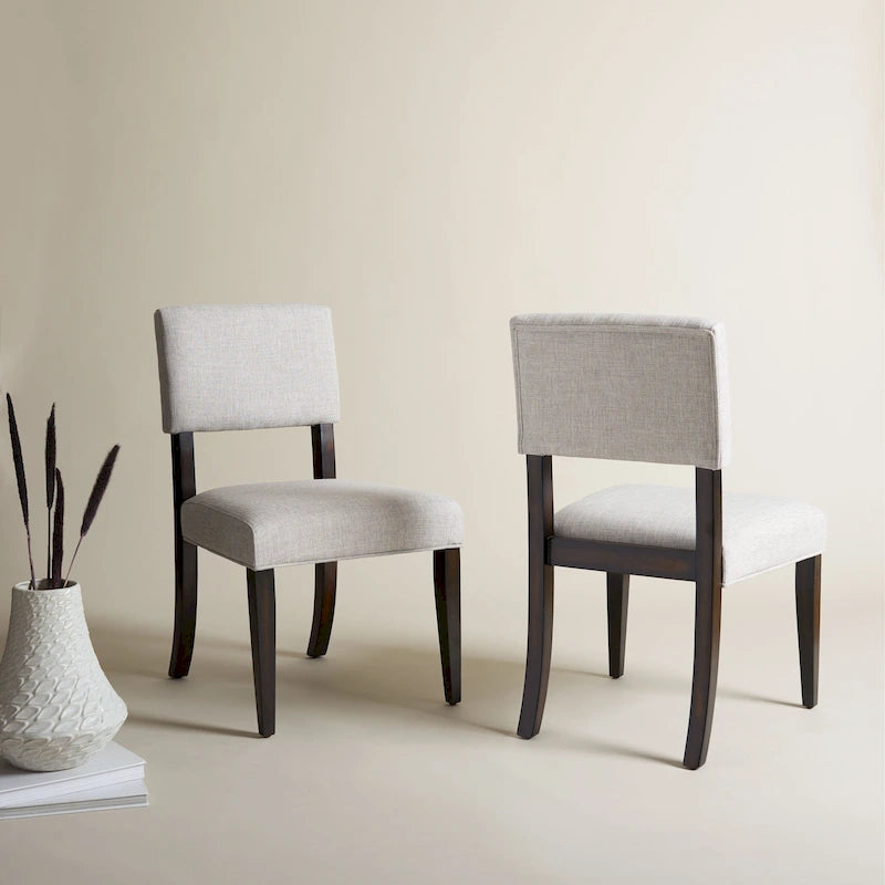 Sedia da pranzo in legno marrone scuro e tortora chiaro, set da 2