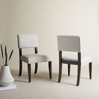 Sedia da pranzo in legno marrone scuro e tortora chiaro, set da 2