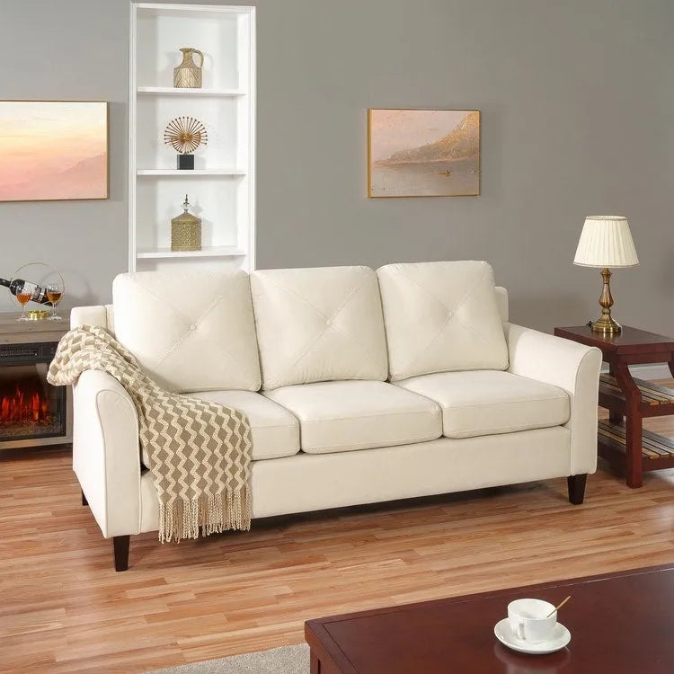 Mikrofaser-Sofa mit Knopfheftung für kleine Räume, Wohnzimmer und Schlafzimmer