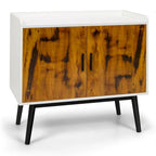 Armadietto Contenitore a 2 Ante Bianco e Marrone Rustico, per 2, 81×38×74 cm