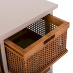 Cassettiera a 4 cassetti, stile cesto in canna, 1 unità – Grigio Quarzo / Orzo / Nero Antico