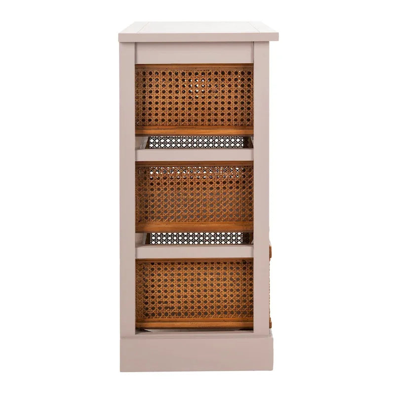 Cassettiera a 4 cassetti, stile cesto in canna, 1 unità – Grigio Quarzo / Orzo / Nero Antico