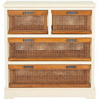 Cassettiera a 4 cassetti, stile cesto in canna, 1 unità – Grigio Quarzo / Orzo / Nero Antico