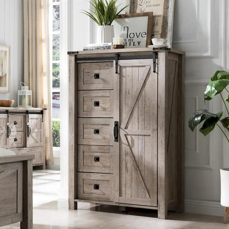 Boerderijstijl ladekast met 5 laden, commode en organizer