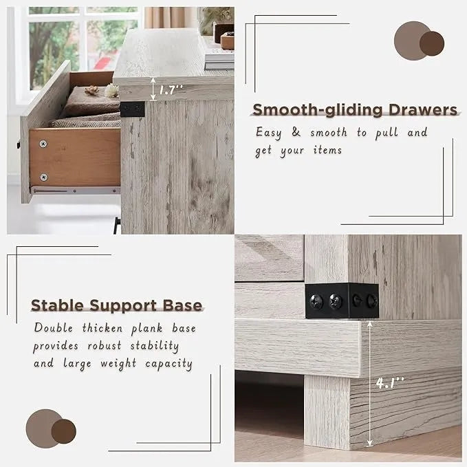 Cassettiera in stile rustico con 5 cassetti, cassettiera alta in legno, cassettiera per armadio