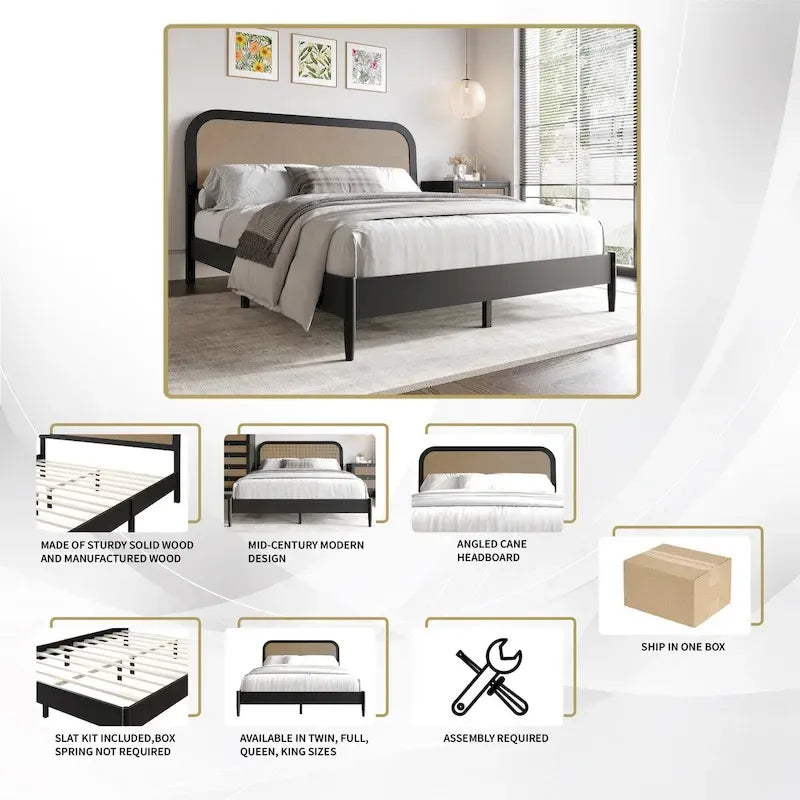 Plattformbett im Mid-Century-Modern-Stil