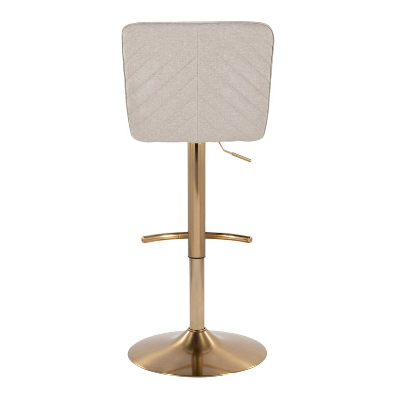 Sgabello da Bar Girevole Regolabile, Set da 2 – Tessuto/Similpelle, Metallo Oro/Cromato/Nero