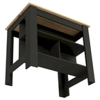 Isola da cucina in legno bianco/marrone/nero con 3 ripiani, 1 posto a sedere