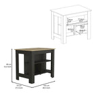 Isola da cucina in legno bianco/marrone/nero con 3 ripiani, 1 posto a sedere