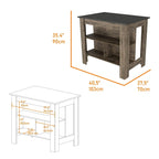 Isola da cucina in legno bianco/marrone/nero con 3 ripiani, 1 posto a sedere