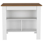 Isola da cucina in legno bianco/marrone/nero con 3 ripiani, 1 posto a sedere