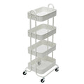 Carrello a rotelle in metallo a 4 ripiani – Bianco/Rosa/Nero/Rosso/Beige/Blu/Grigio, 1 utente