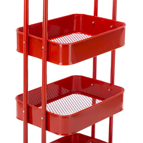 Carrello a rotelle in metallo a 4 ripiani – Bianco/Rosa/Nero/Rosso/Beige/Blu/Grigio, 1 utente