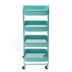 Carrello a rotelle in metallo a 4 ripiani – Bianco/Rosa/Nero/Rosso/Beige/Blu/Grigio, 1 utente