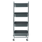 Carrello a rotelle in metallo a 4 ripiani – Bianco/Rosa/Nero/Rosso/Beige/Blu/Grigio, 1 utente