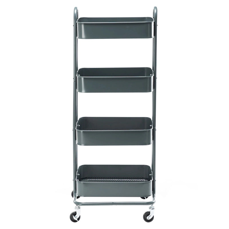 Carrello a rotelle in metallo a 4 ripiani – Bianco/Rosa/Nero/Rosso/Beige/Blu/Grigio, 1 utente