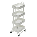 Carrello a rotelle in metallo a 4 ripiani – Bianco/Rosa/Nero/Rosso/Beige/Blu/Grigio, 1 utente